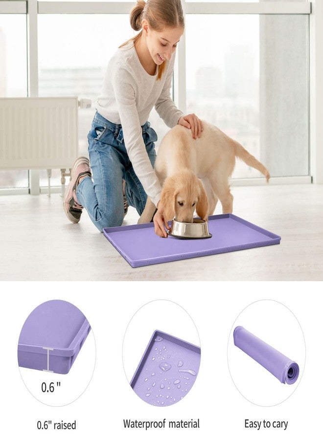 EIOKIT Dog Food Mat,Silicone Waterproof Food Tray,Non Slip Pet Bowl Mats Placemat,0.6" Raised Edge,Suitable for Most Small and Medium Sized Pets,18.5" x 11.5" - Image 2